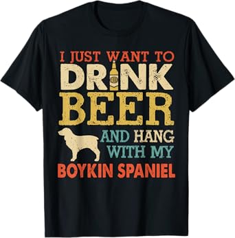 Boykin Spaniel Dad Drink Beer Hang With Dog Funny Vintage T-Shirt