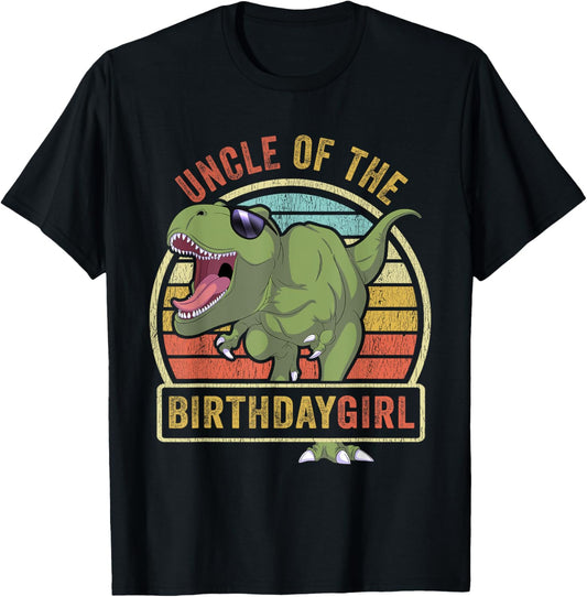 Uncle of the Birthday Girl Matching Family Dinosaur T-Shirt