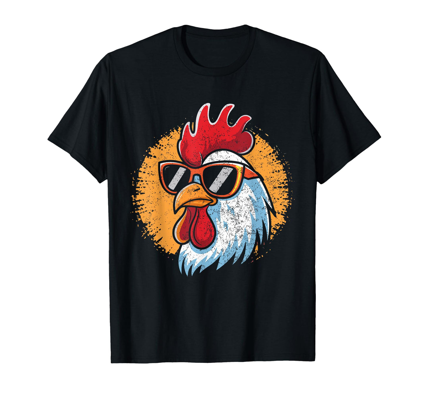 Vintage Rooster Chicken With Sunglasses Funny Farmer Men T-Shirt