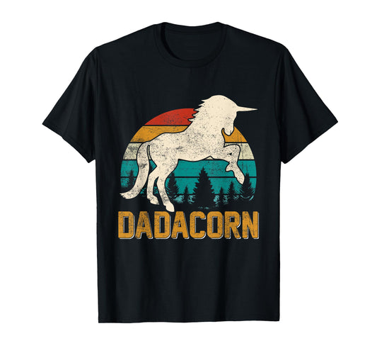 Dadacorn Funny Dad Unicorn Mens Daddy Papa Grandpa Daughters T-Shirt