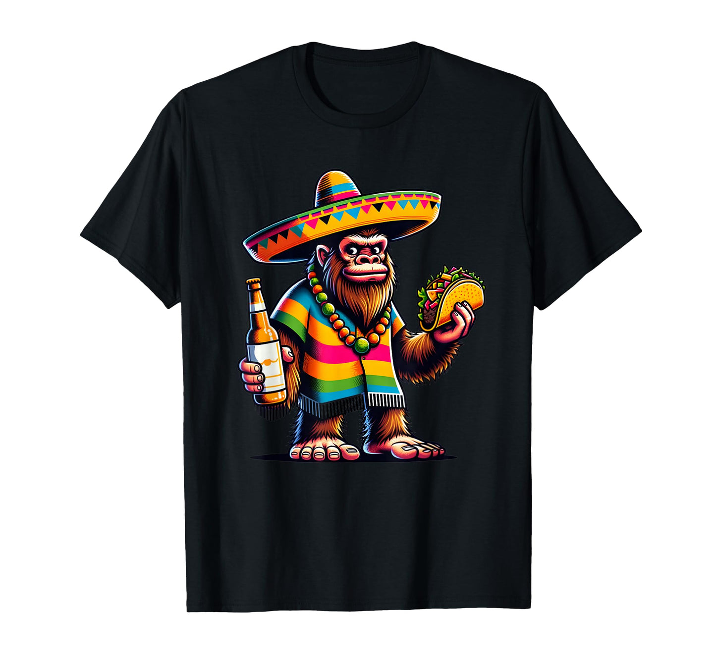 Funny Bigfoot With Taco & Beer sasquatch cinco de mayo T-Shirt