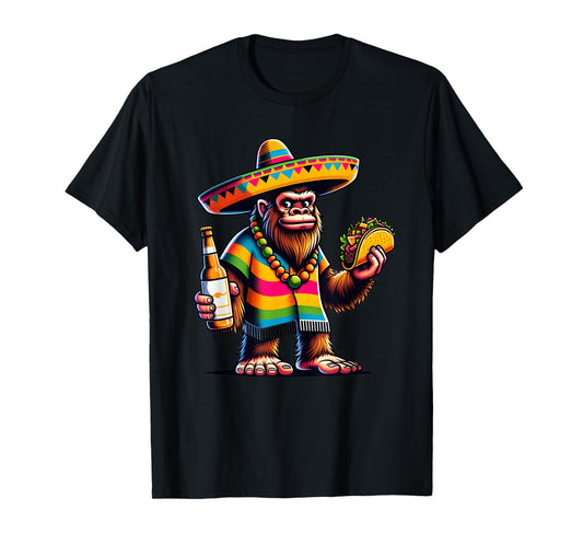 Funny Bigfoot With Taco & Beer sasquatch cinco de mayo T-Shirt