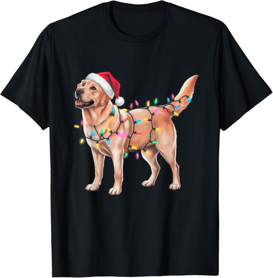 Funny Christmas Lights Dog Lover Santa Labrador Retriever T-Shirt