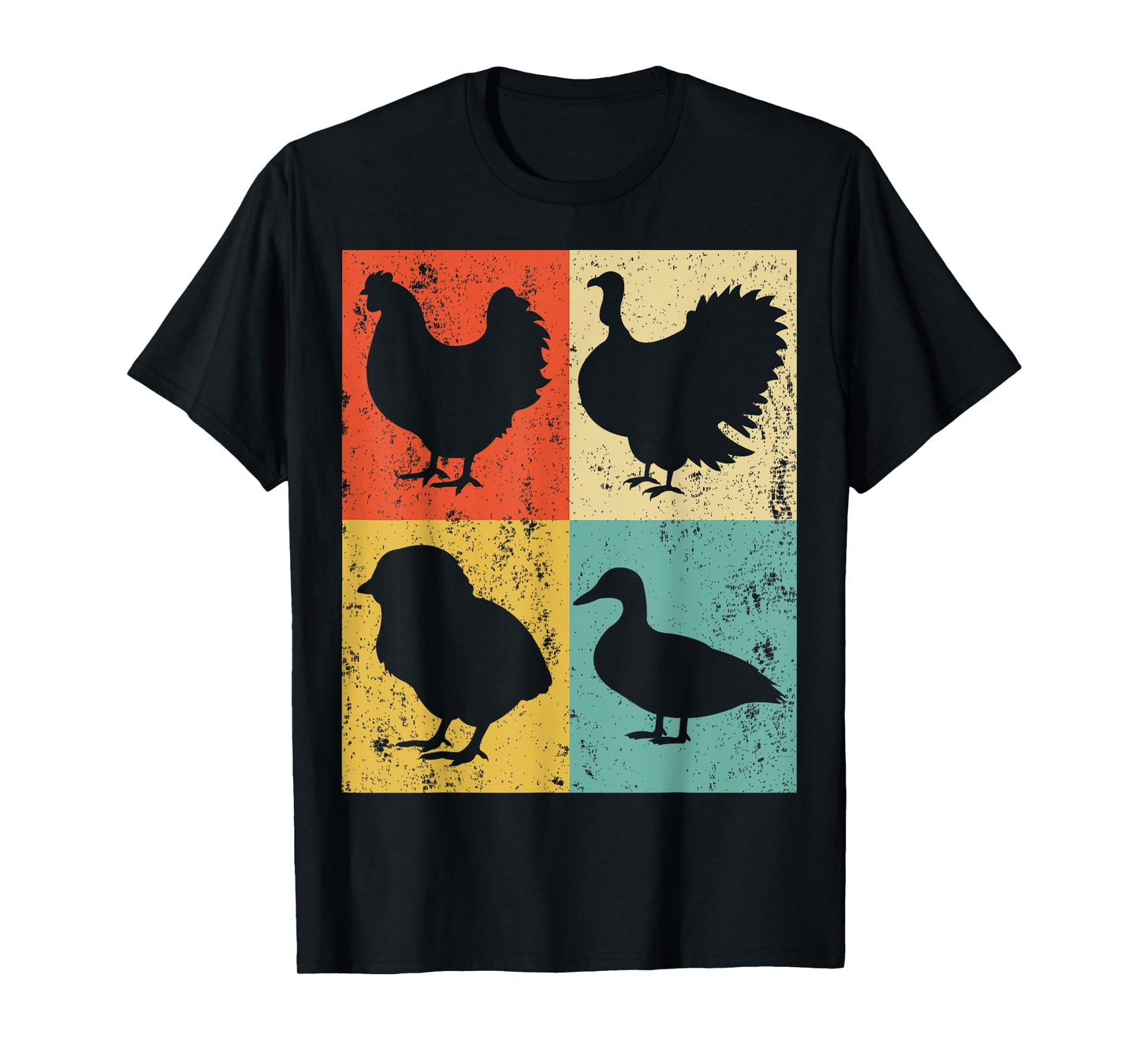 Vintage Retro Chicken Chick Duck Turkey Animal Farm Birthday T-Shirt
