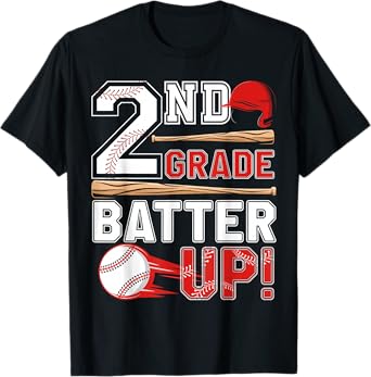 funny 2nd Grade Batter Up Baseball First Day of School T-Shirt