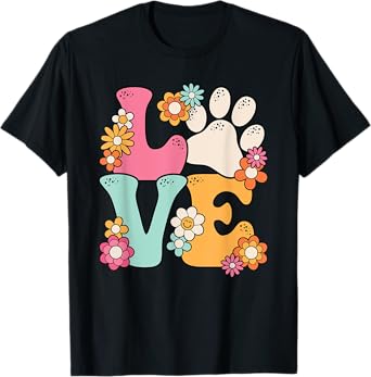 Groovy Paw Love Cat Dog Lover Pet Owner Women Girls Kids T-Shirt