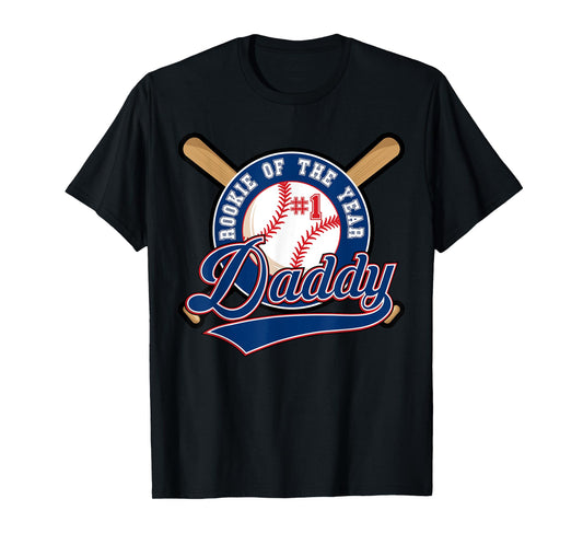 Daddy of Rookie of Year 1st Birthday Baseball Theme Matching T-Shirt