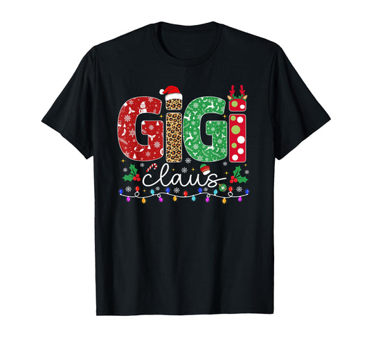 Family Christmas Shirt Women Funny Xmas Lights Gigi Claus T-Shirt