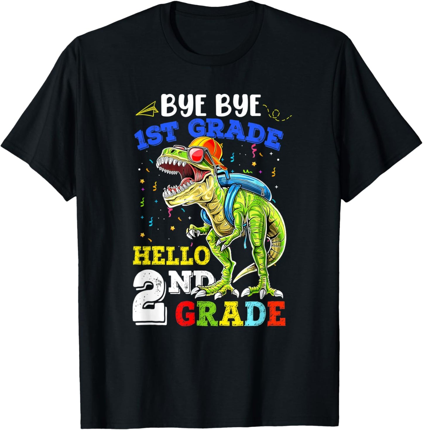 Bye Bye 1st Grade Hello 2nd Grade Dinosaur Back to School T-Shirt