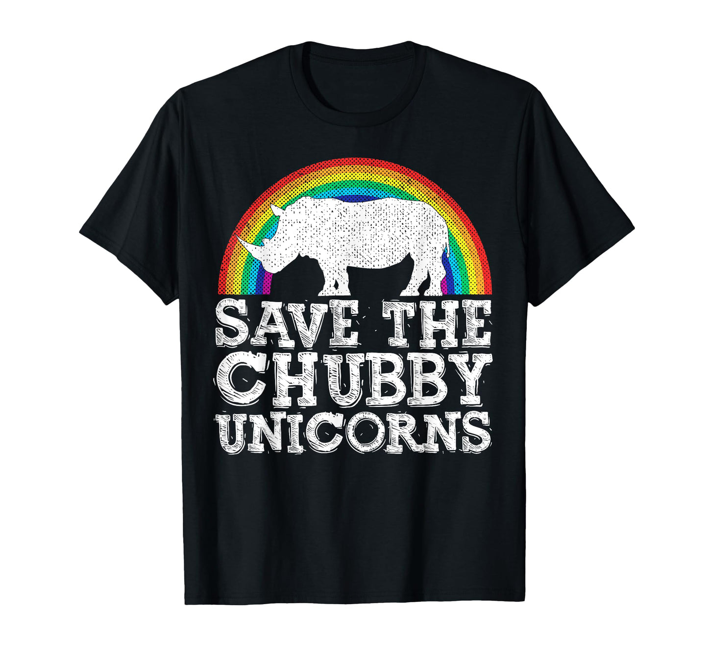 SAVE THE CHUBBY UNICORNS Gift Rhino Conservation Rainbow T-Shirt