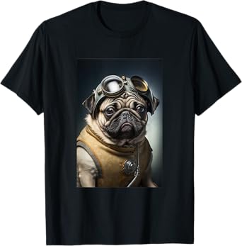 Space Smart Dog Kawaii Cute Pug PD Men Women Kids T-Shirt