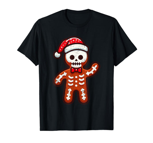 Skeleton Gingerbread Christmas Santa Hat X-mas Holiday T-Shirt