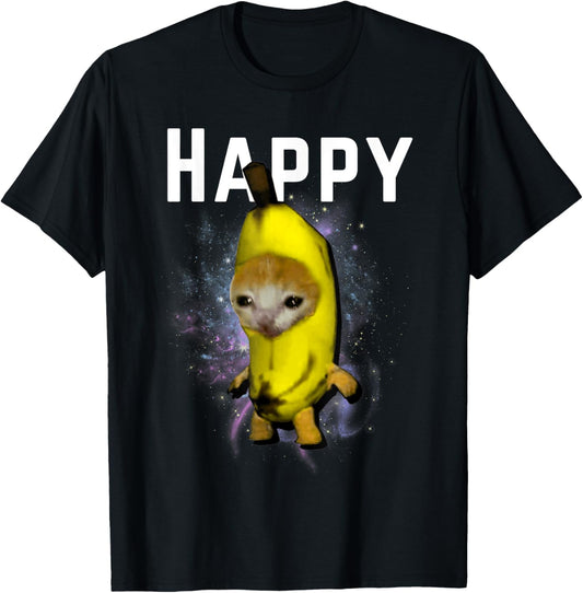 Banana Cat Happy Bananacat Meme Kitty Lovers Meme T-Shirt