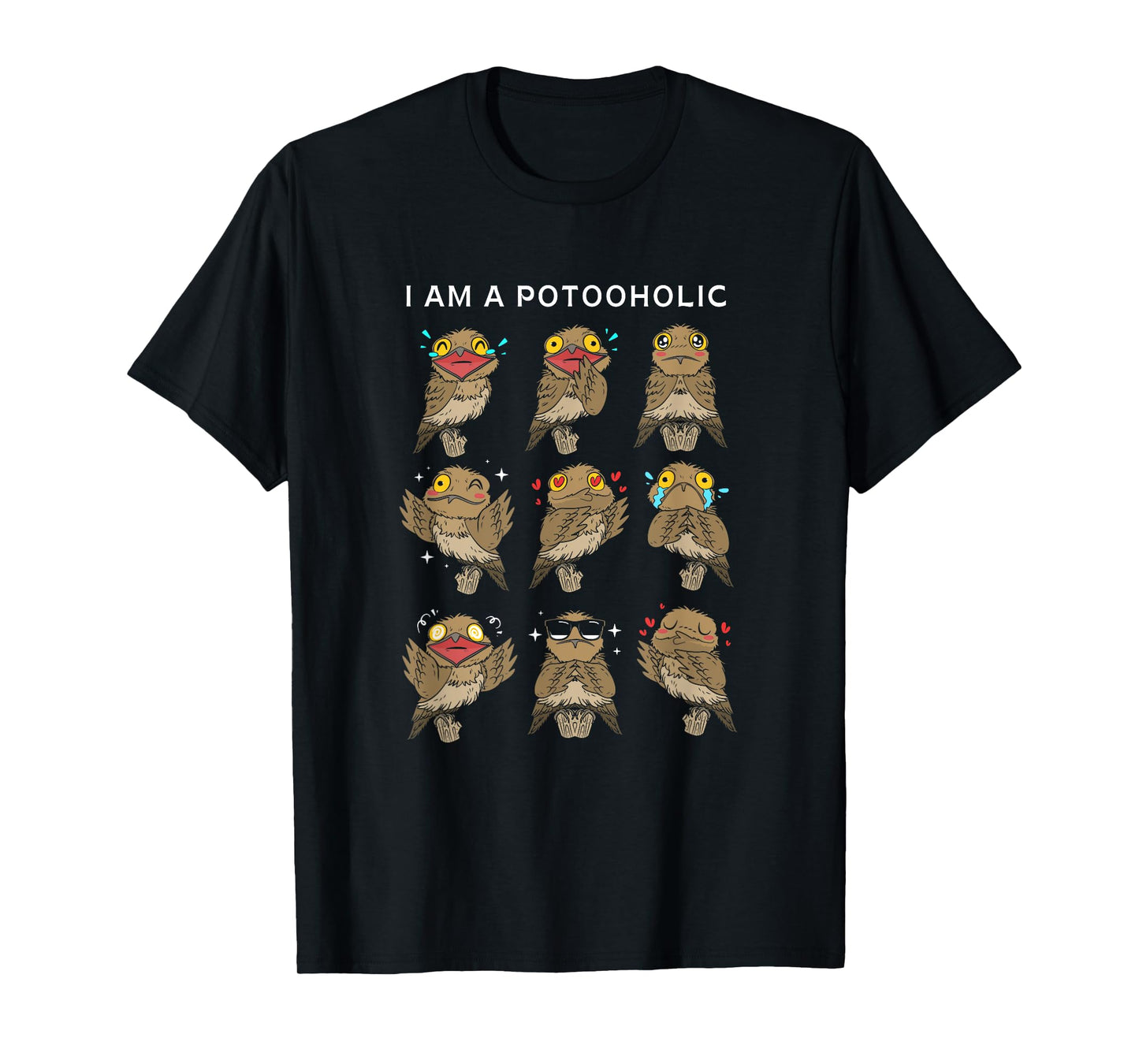 Funny Potoo Bird Watching Gifts For Potoos Lovers Unisex-Adult Classic Fit Black Short Sleeve T-Shirt