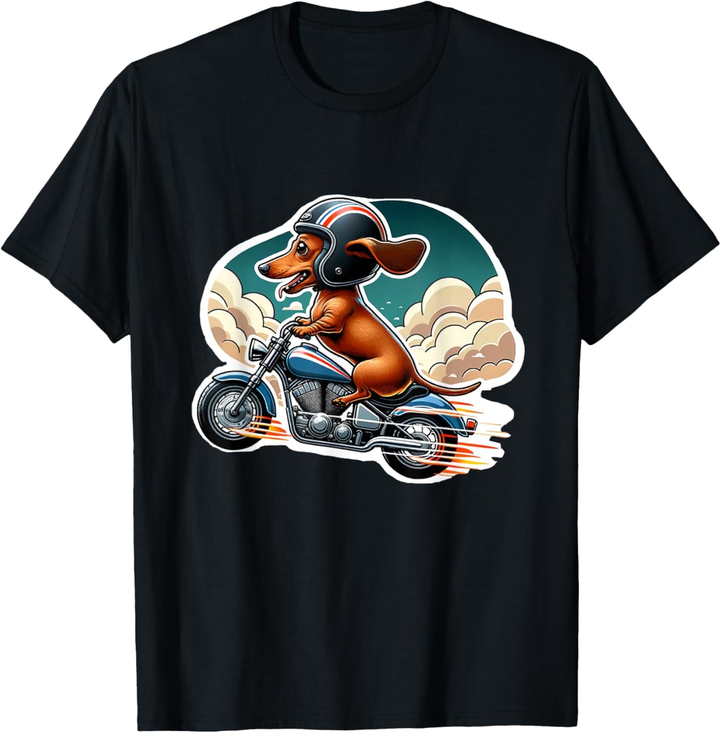 Funny Dachshund Wiener Dog Riding Motorcycle Bike Biker Dogs T-Shirt