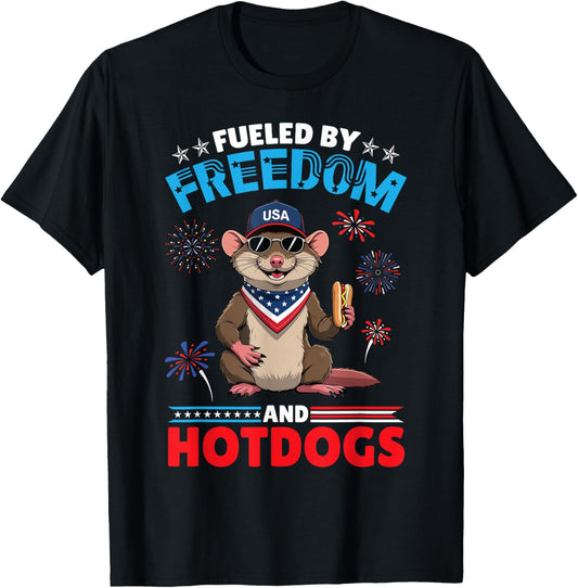 Weasel American Fueled by Freedom And Hotdogs Fourth Of July T-Shirt
