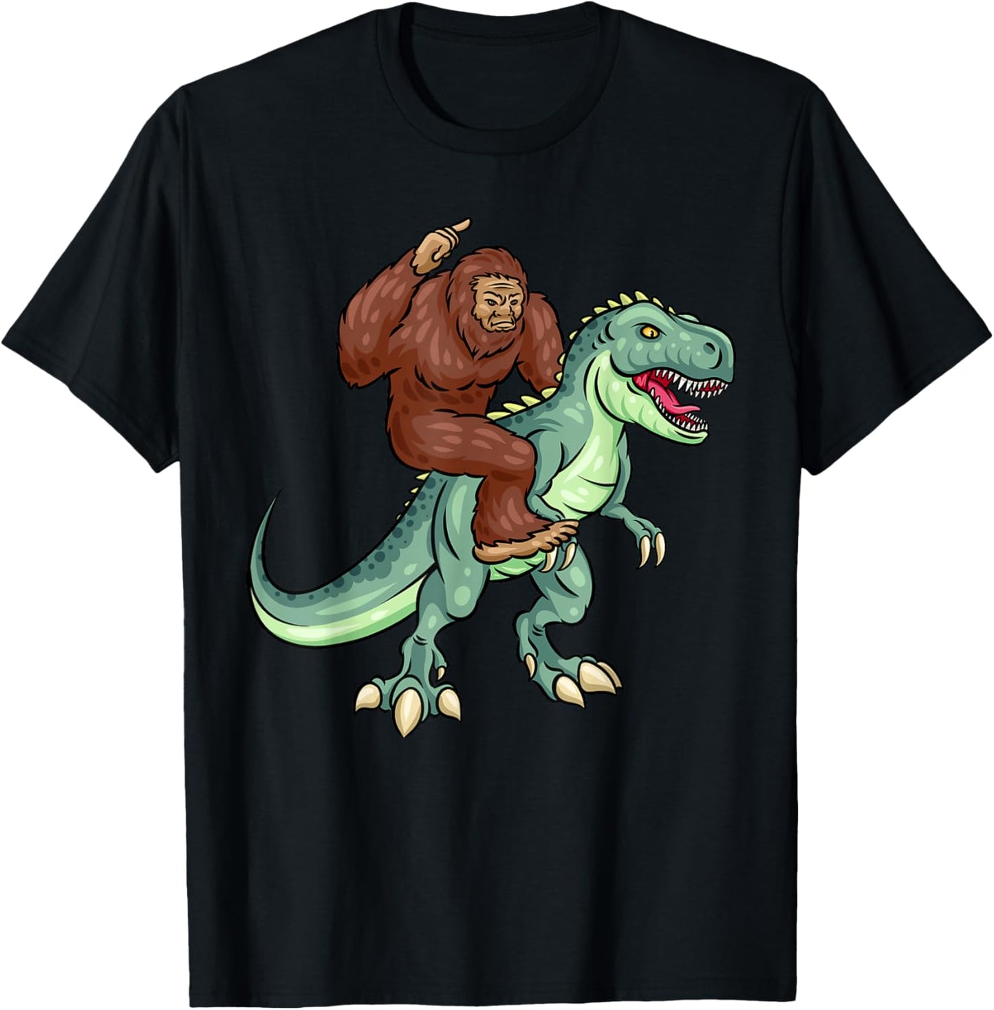 Funny Bigfoot Riding T Rex, Funny Bigfoot Dinosaur T-Shirt