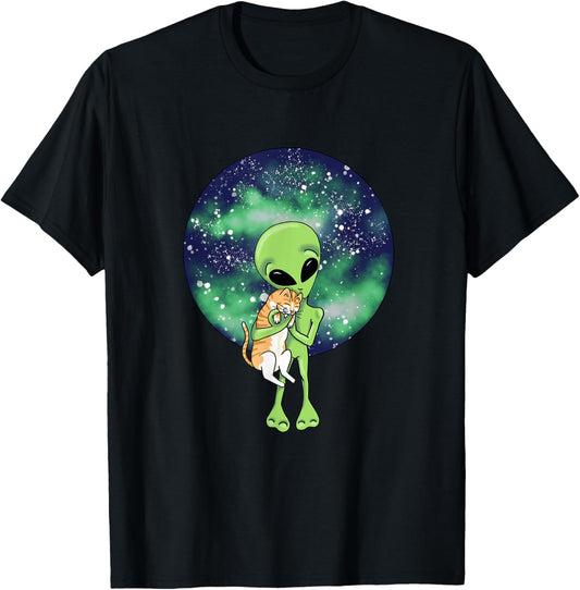Alien and the Cat by Silvana Arias T-Shirt