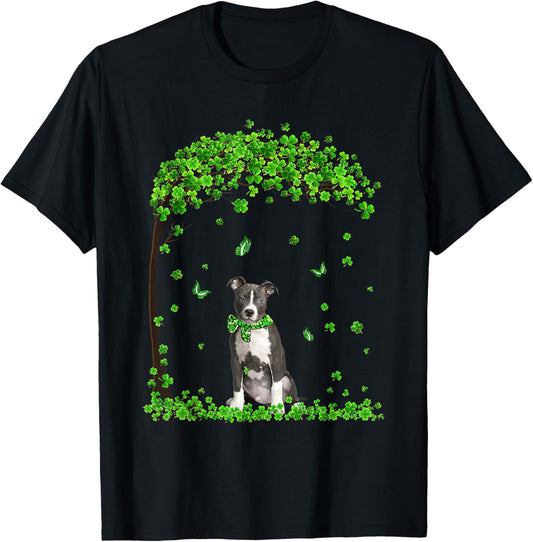Blue Nose Pitbull St Patricks Day Lover Irish Shamrock Dog T-Shirt