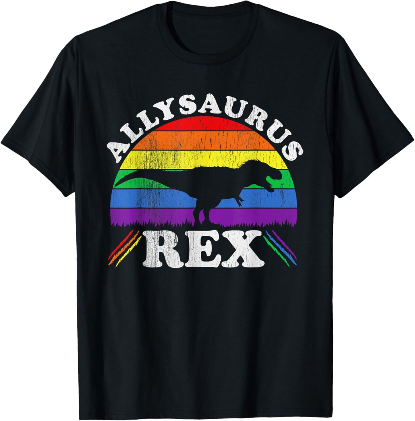 Allysaurus Rex - Dinosaur Rainbow Flag LGBT Pride Ally T-Shirt