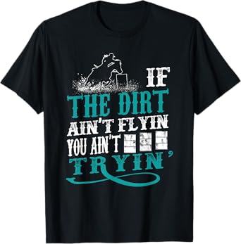 Funny Barrel Racer Outfit For Girls & Women Turquoise Equestrian Archery T-Shirt Small Classic Fit Crew Neck Lace Embellished T-Shirt