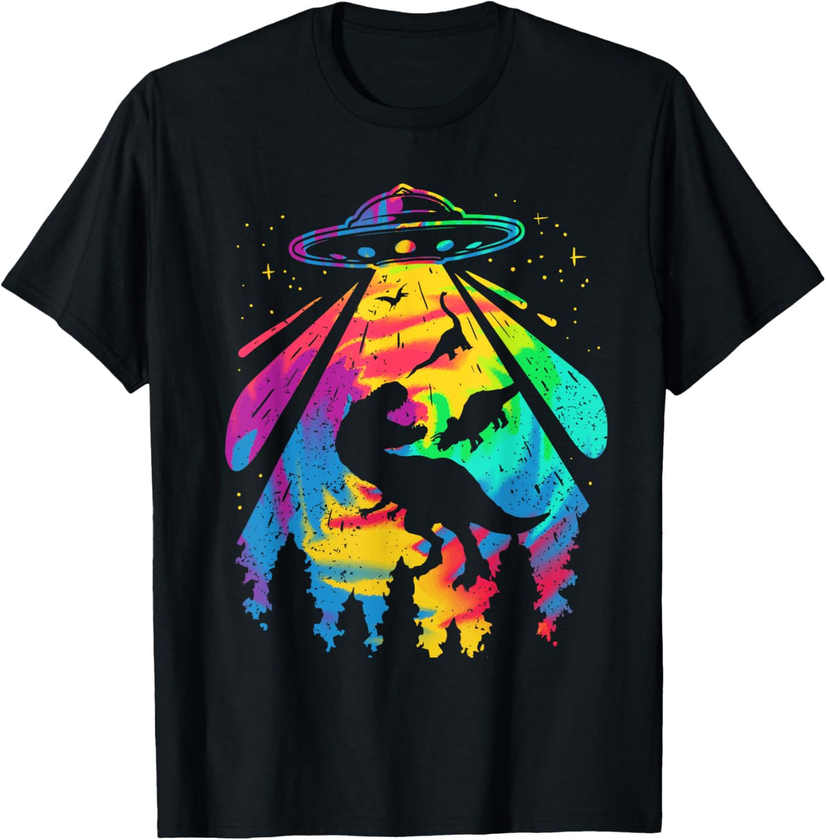 Funny UFO Alien T Rex Dinosaur Kidnapping T-Shirt