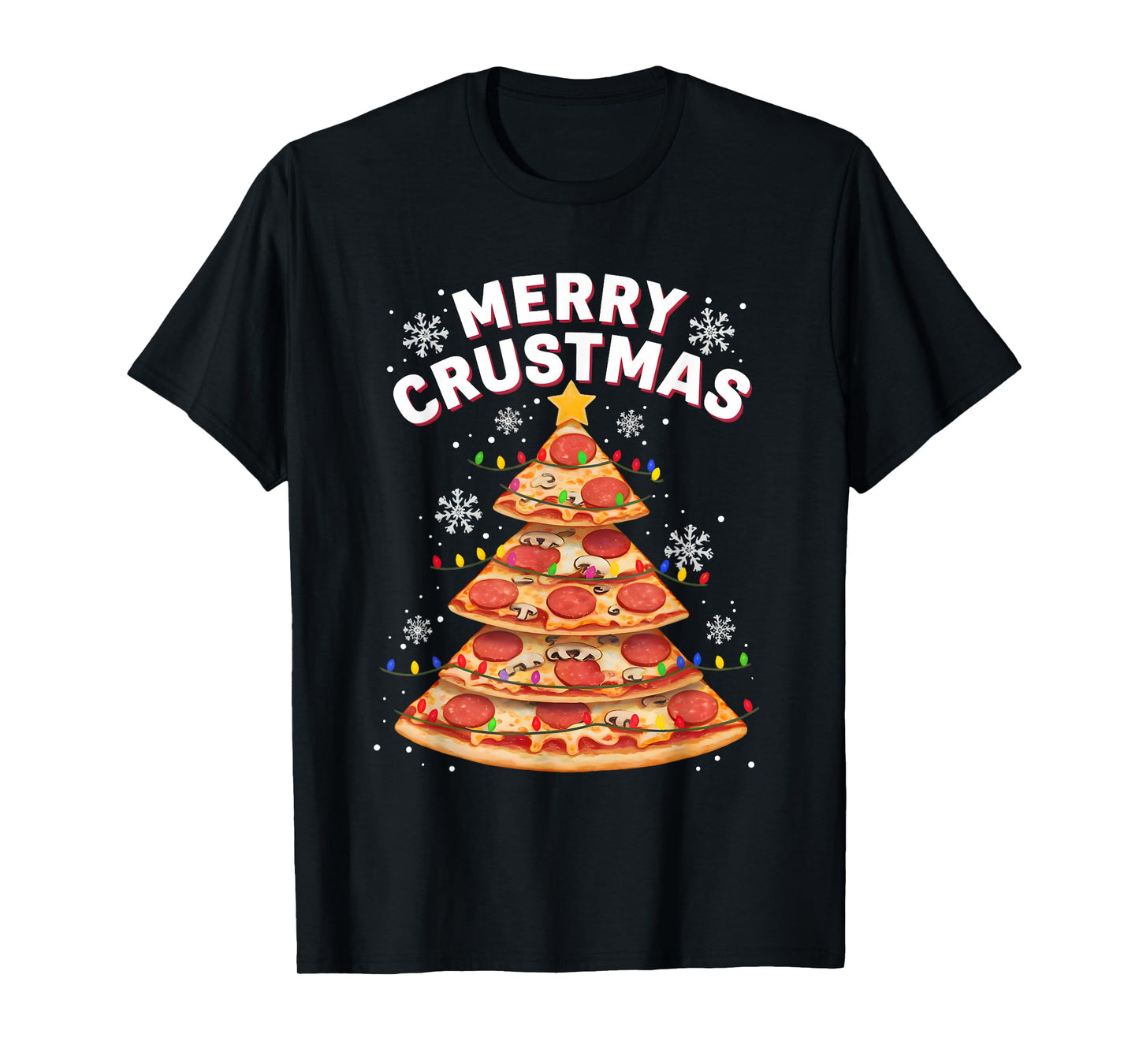 Merry Crustmas Pizza Christmas Tree Holiday Pajama Men Women T-Shirt