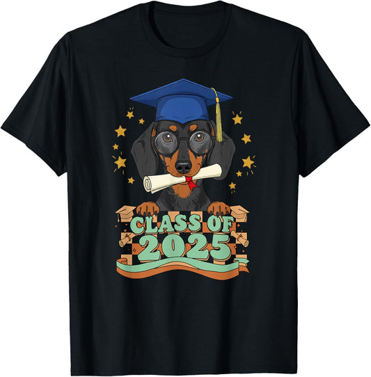 Graduate Dachshund Class Of 2025 Kids Mens Womens Graduation T-Shirt