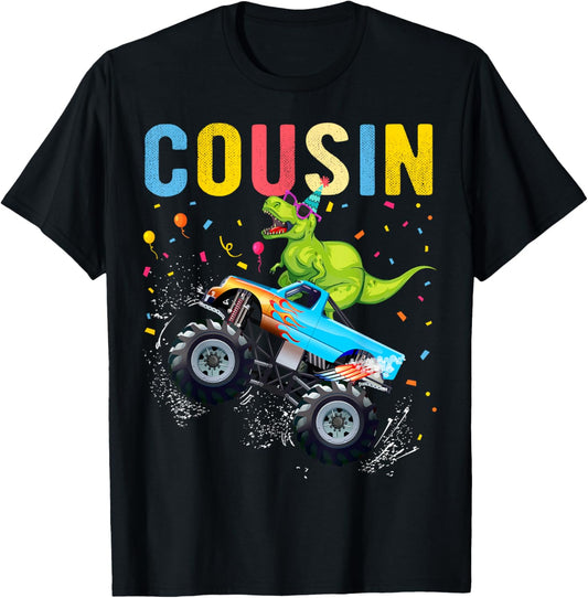 Cousin T Rex Dinosaur Monster truck Birthday Family Matching T-Shirt