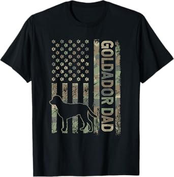 Patriotic Goldador Dad USA Flag Camo Crossbreed Lover T-Shirt