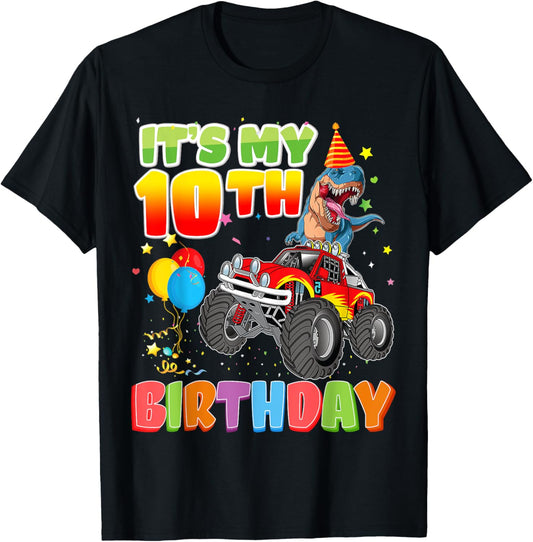 It's My Birthday 10 Year Old Dinosaurs Birthday 10th T-rex T-Shirt