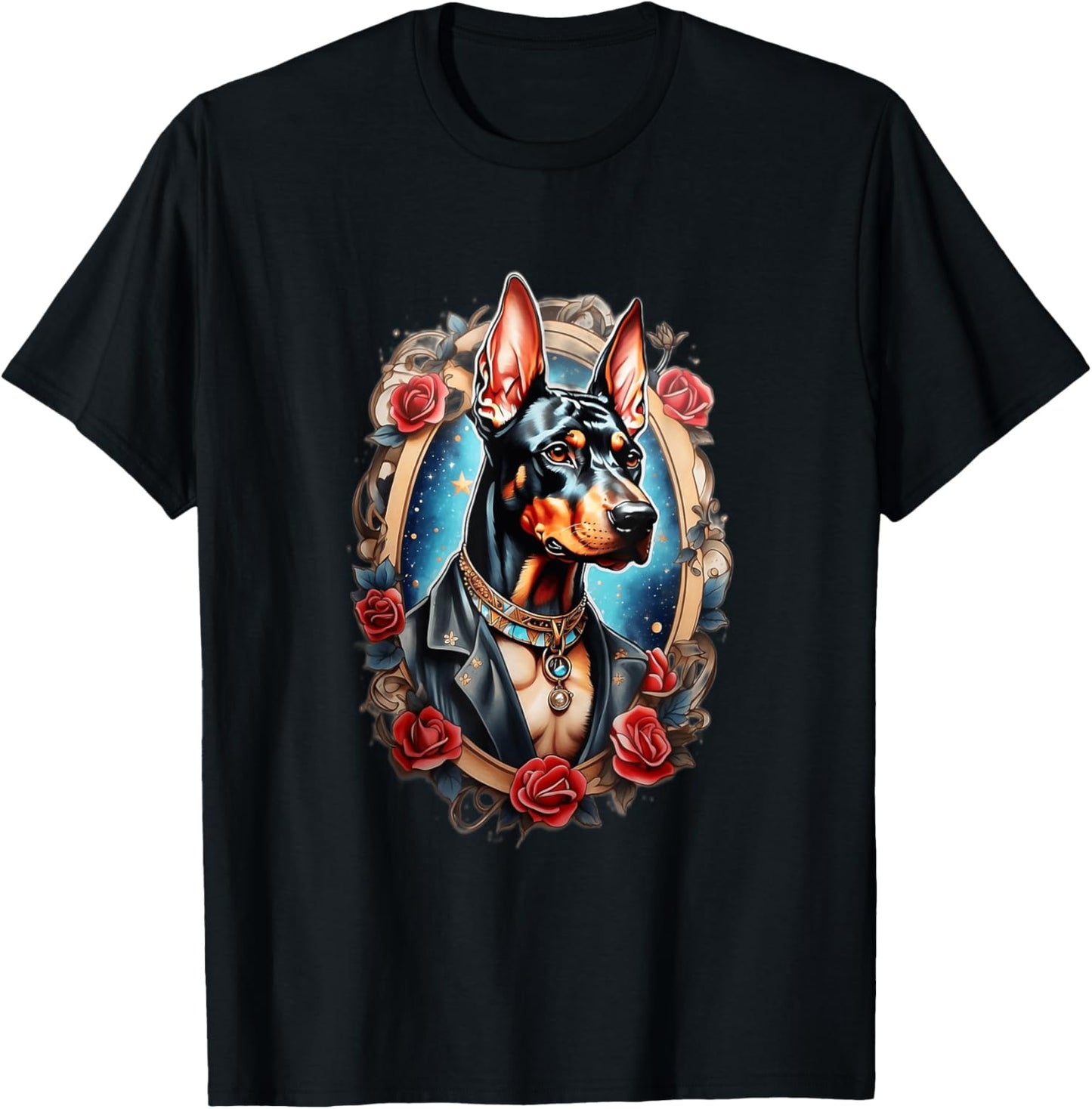 Doberman Dog Old School Tattoo Style Retro Vintage Art T-Shirt