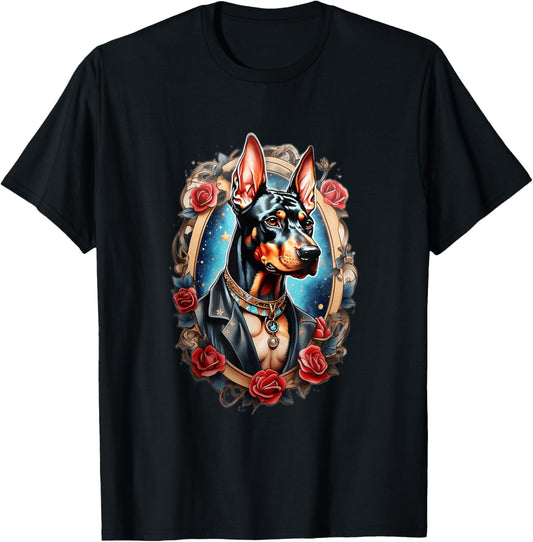 Doberman Dog Old School Tattoo Style Retro Vintage Art T-Shirt
