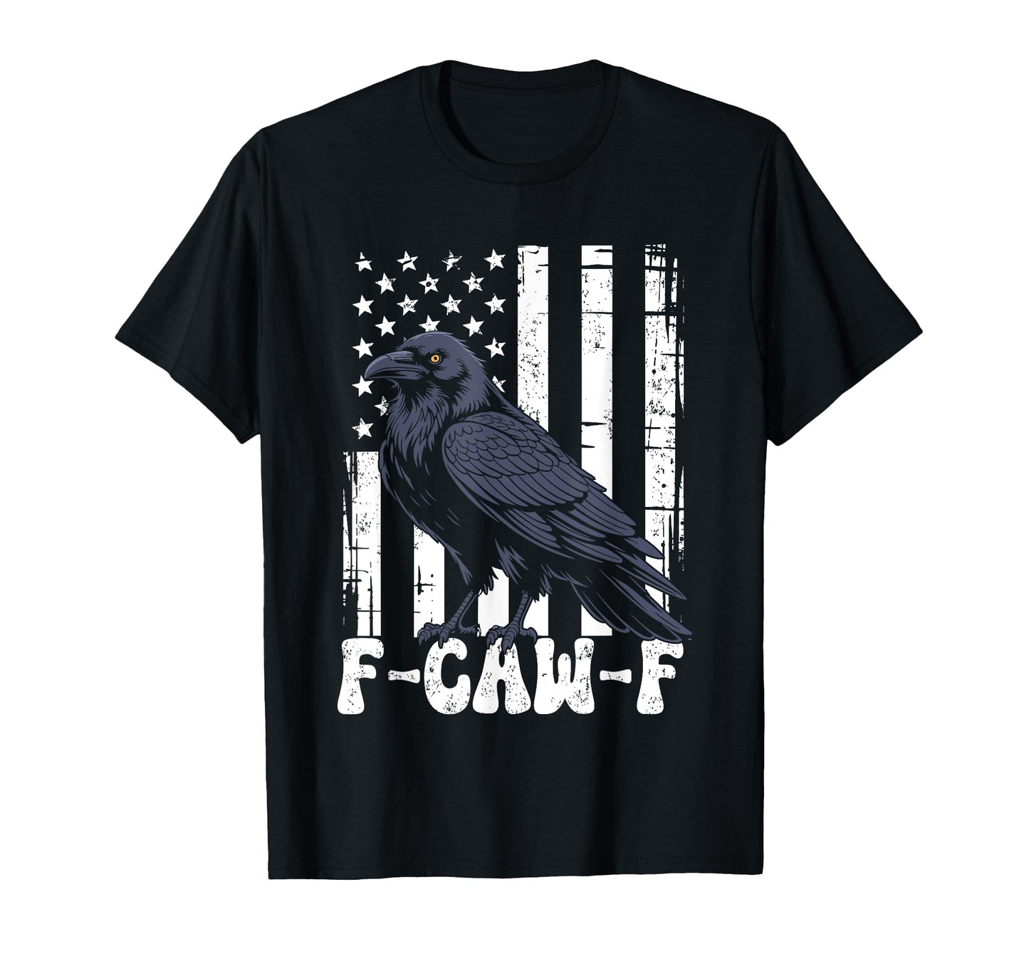 f caw f Black Crow Black Bird Retro USA Flag Vintage F-Caw-F T-Shirt