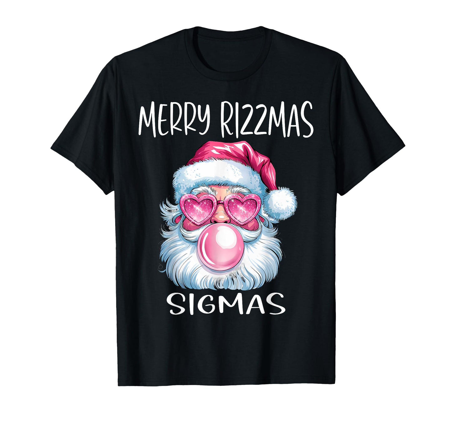 Merry RizzMas Sigmas Xmas With Santa Glasses & Gum For Women T-Shirt