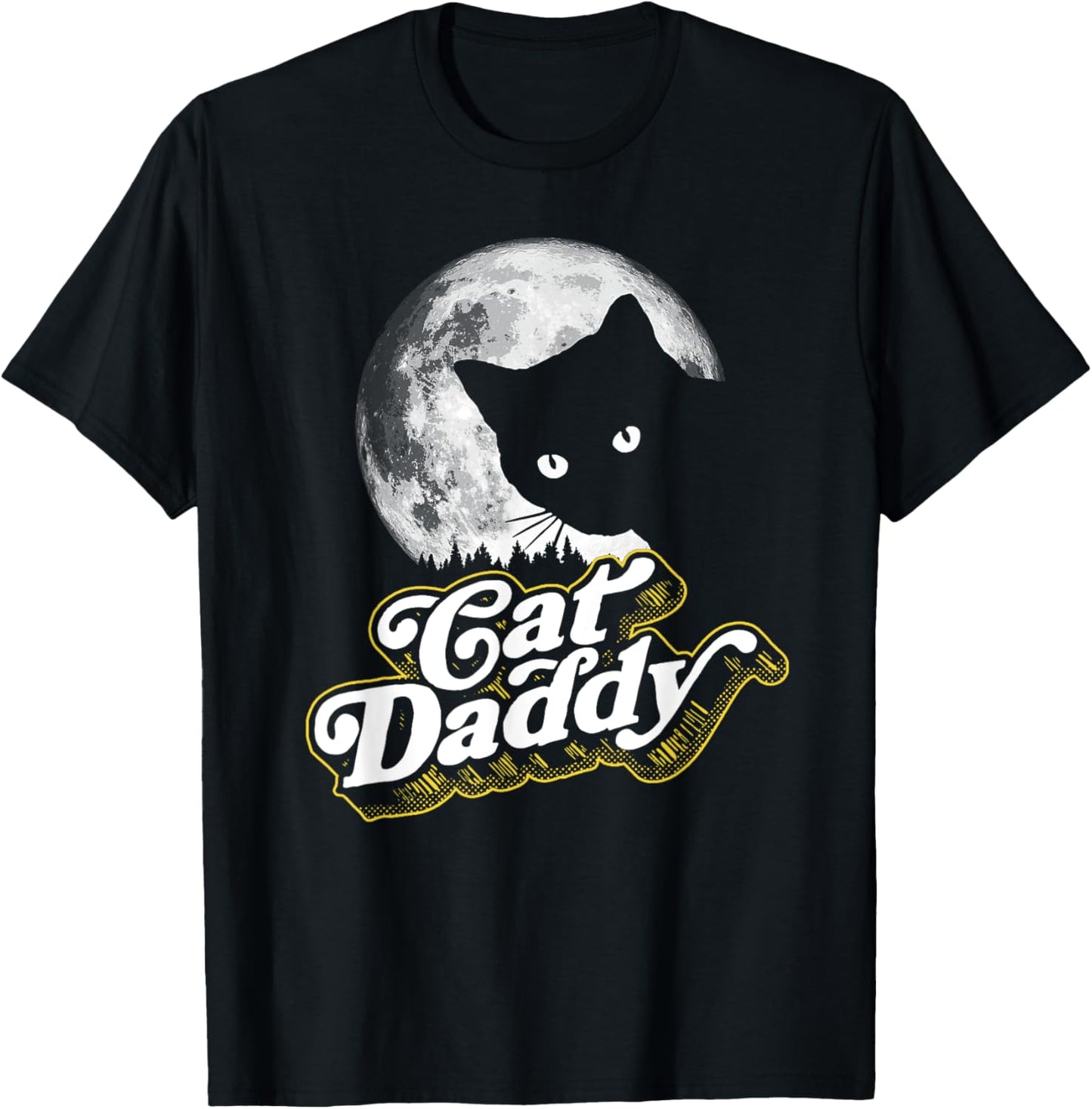 Cat Daddy Vintage Eighties Style Cat Retro Full Moon T-Shirt