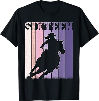16th Birthday Cowgirl Girls 16 Year Old Rodeo Horse Vintage T-Shirt