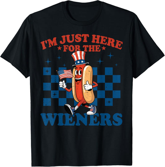 I'm Just Here For The Wieners Hotdog 4th Of July Patriotic T-Shirt