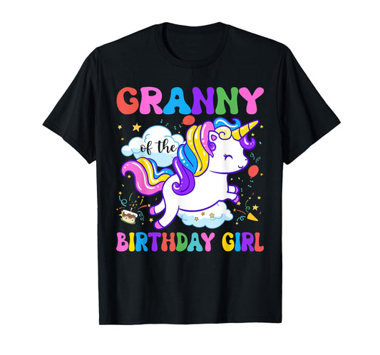 Granny of the Birthday Girl Groovy Unicorn Birthday Party T-Shirt