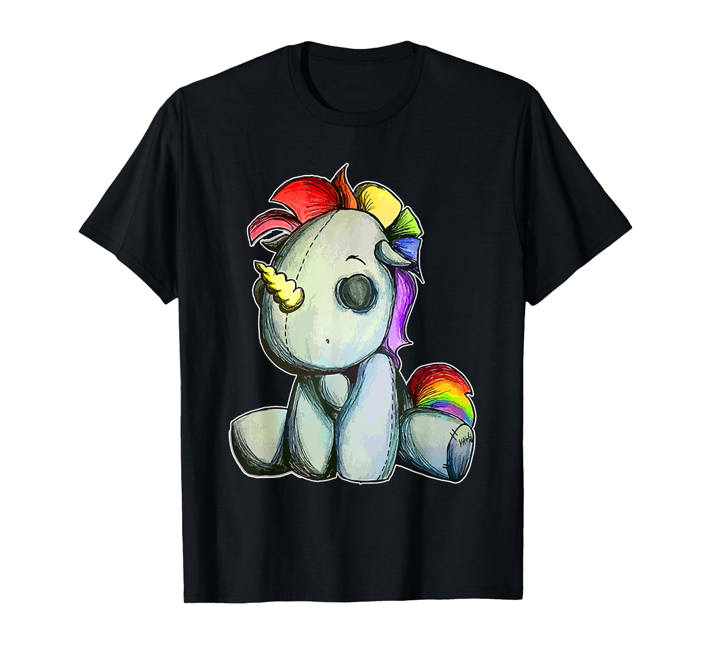 Funny Unicorn Pastel Goth Voodoo Doll Halloween Costume Day T-Shirt