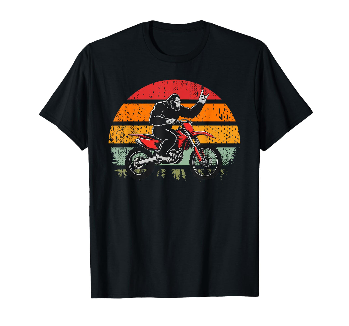 Funny Bigfoot Riding Dirt Bike Sasquatch Motocross Vintage T-Shirt