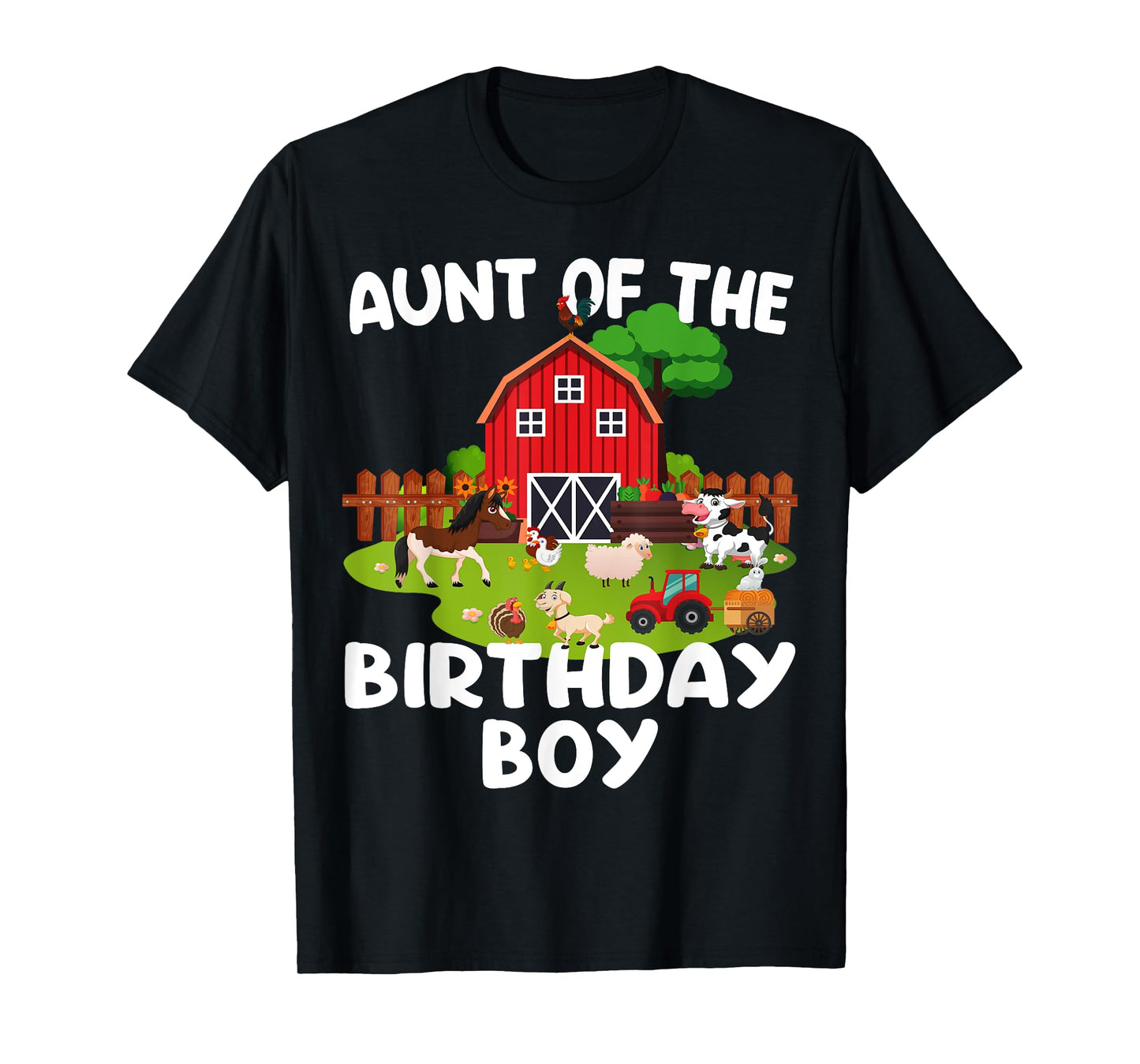 Barnyard Birthday Farm Animals Aunt Birthday Boy T-Shirt