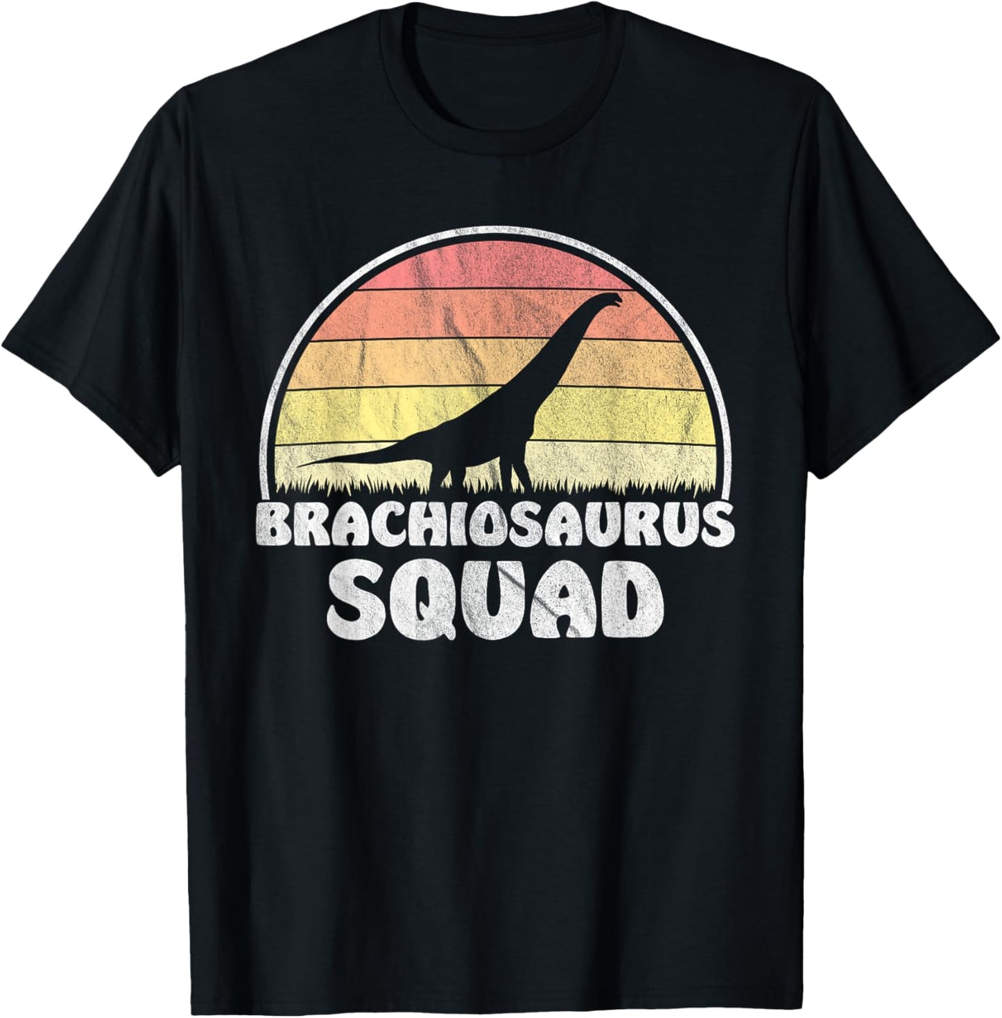 Brachiosaurus Squad - Retro Sunset Dinosaur T-Shirt
