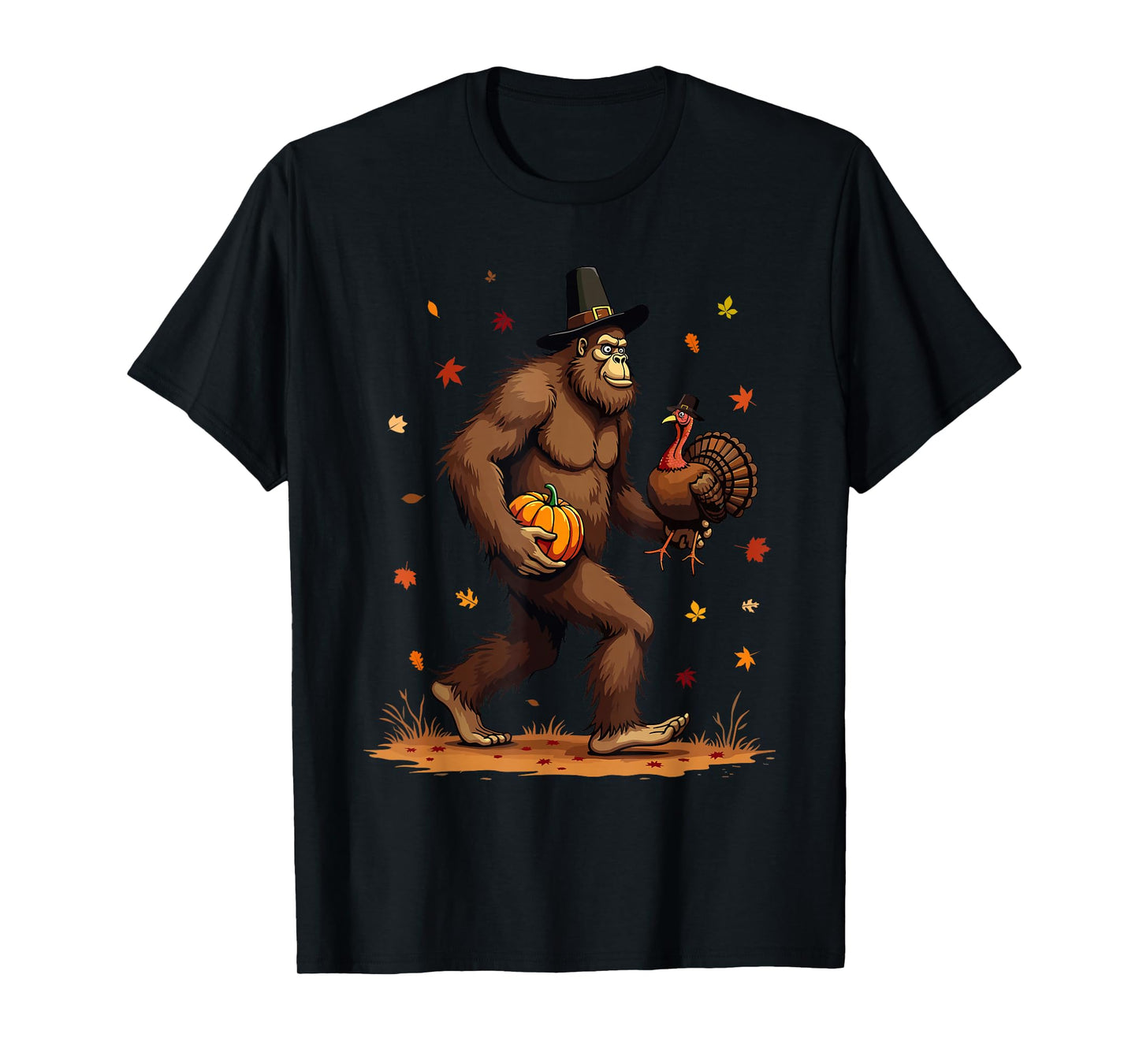 Bigfoot Turkey Thanksgiving Toddler Boys Kids Men Sasquatch T-Shirt
