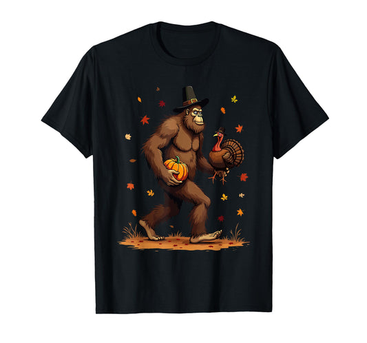 Bigfoot Turkey Thanksgiving Toddler Boys Kids Men Sasquatch T-Shirt