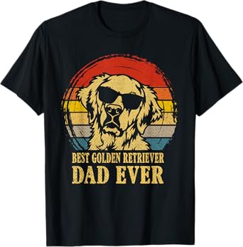 Vintage Best Golden Retriever Dad Ever I Love My Dog T-Shirt for Men Women Kids