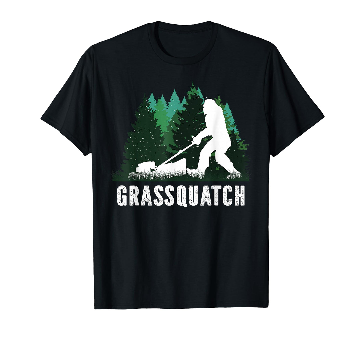 Lawn Mower Mowing Dad Landscaper Bigfoot Yeti Sasquatch T-Shirt