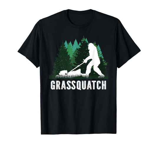 Lawn Mower Mowing Dad Landscaper Bigfoot Yeti Sasquatch T-Shirt
