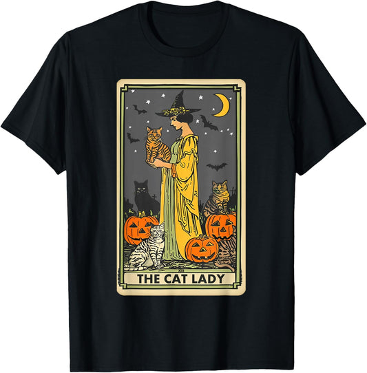 The Cat Lady Tarot Card Vintage Gothic Cat Women Cat Mom T-Shirt
