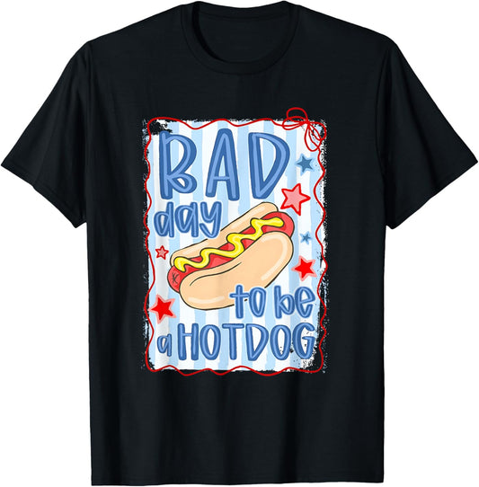 Coquette Bow 4th Of July Patriotic Bad Day To Be A Hotdog T-Shirt
